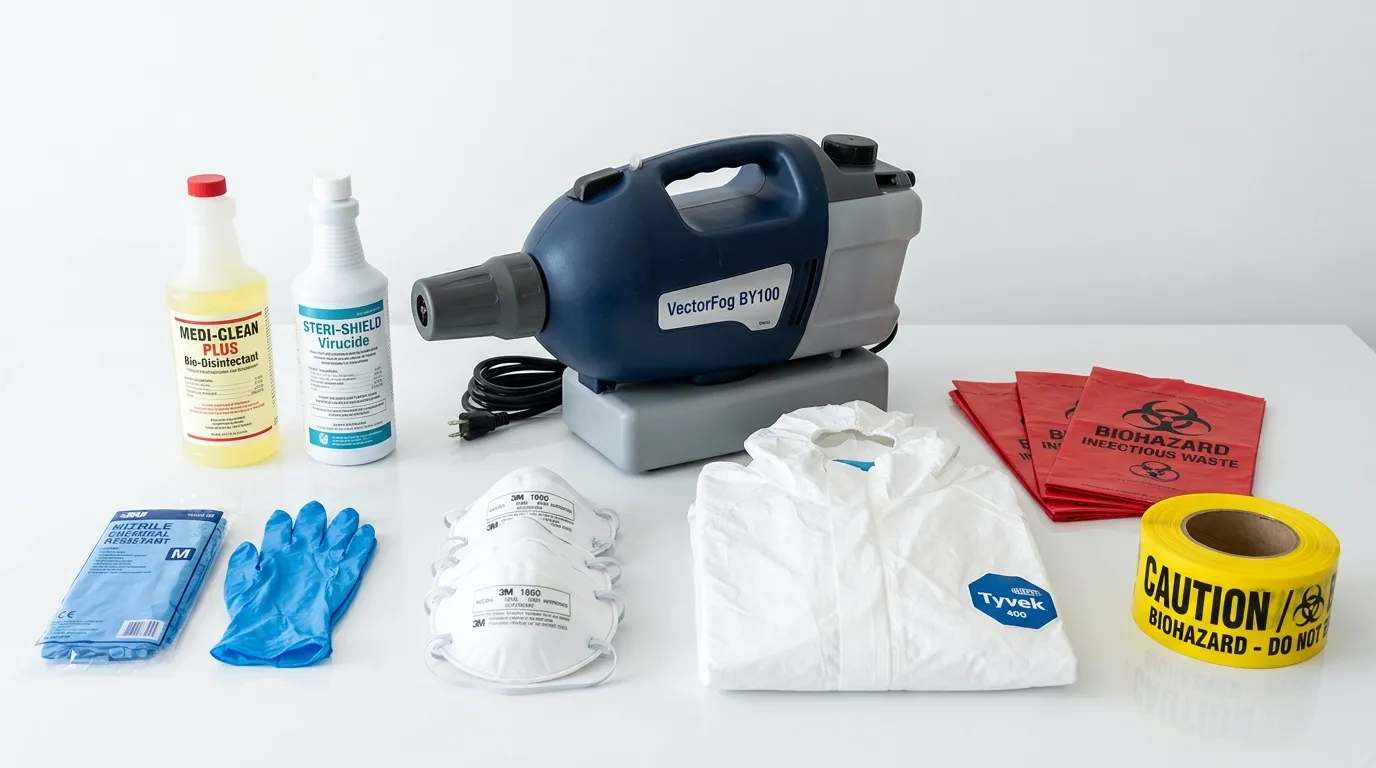 Professional biohazard remediation crew working in Larkspur