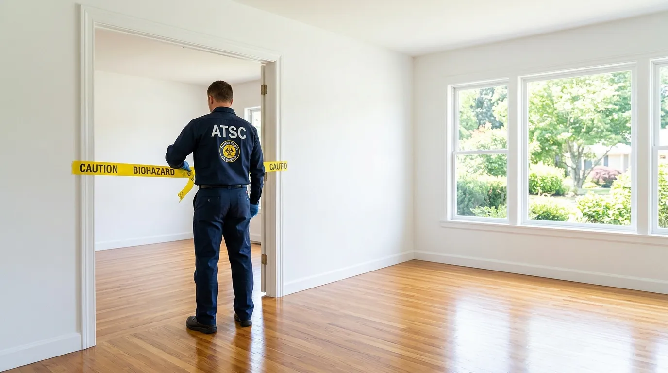 Certified biohazard cleanup crew performing Trauma Scene Cleanup in Larkspur